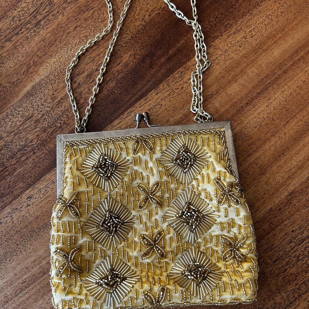 Gold evening purse.